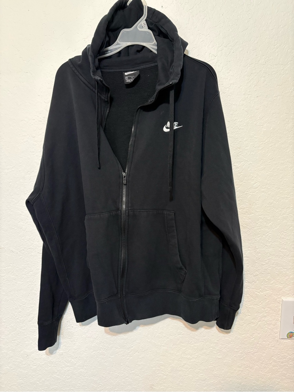 Nike Black Full-Zip Hooded Sweatshirt with White Swoosh